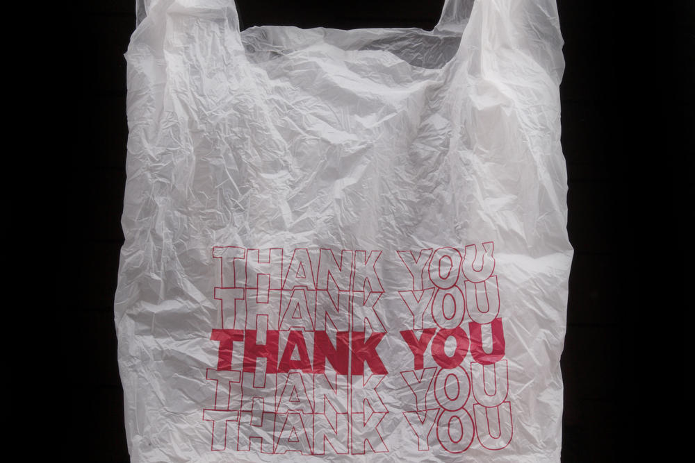 A plastic shopping bag.