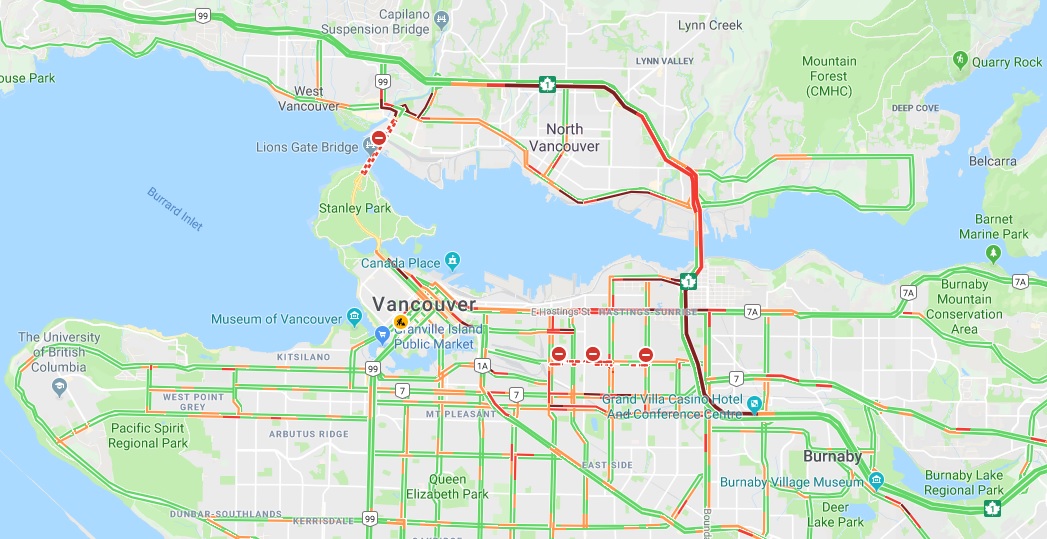 Commuters faced major delays as a result of Lions Gate Bridge closure ...