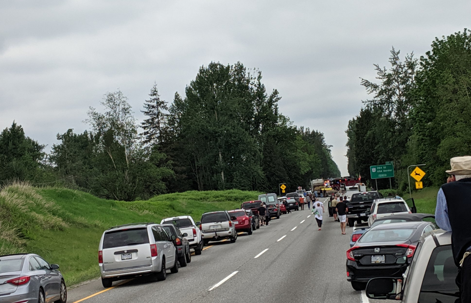 Highway 1 westbound re-opened after Langley crash sends two to hospital