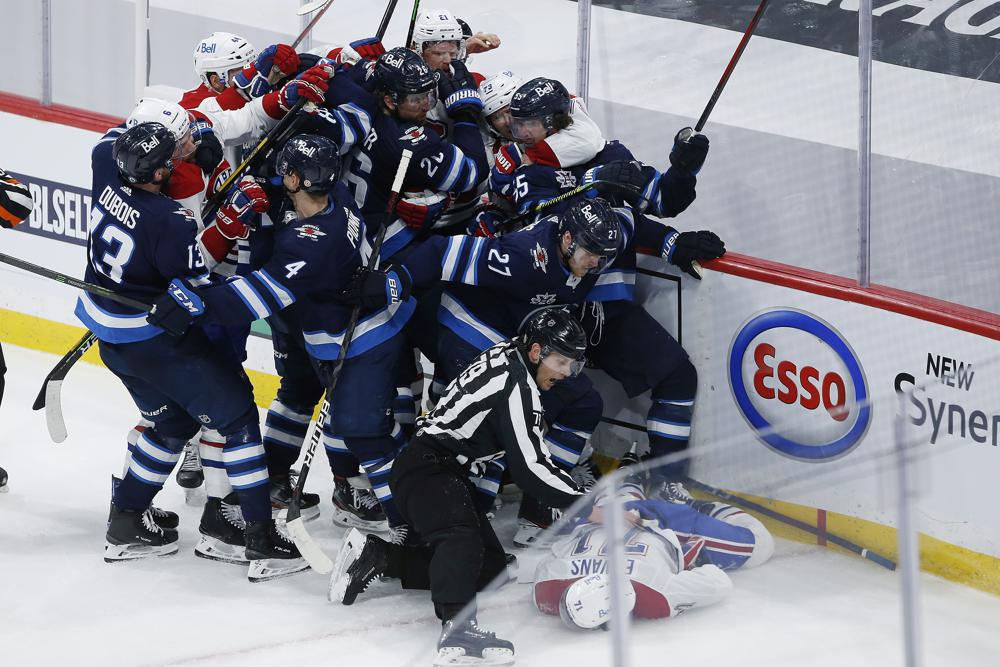 Winnipeg Jets' Mark Scheifele takes part in the NHL hockey team's