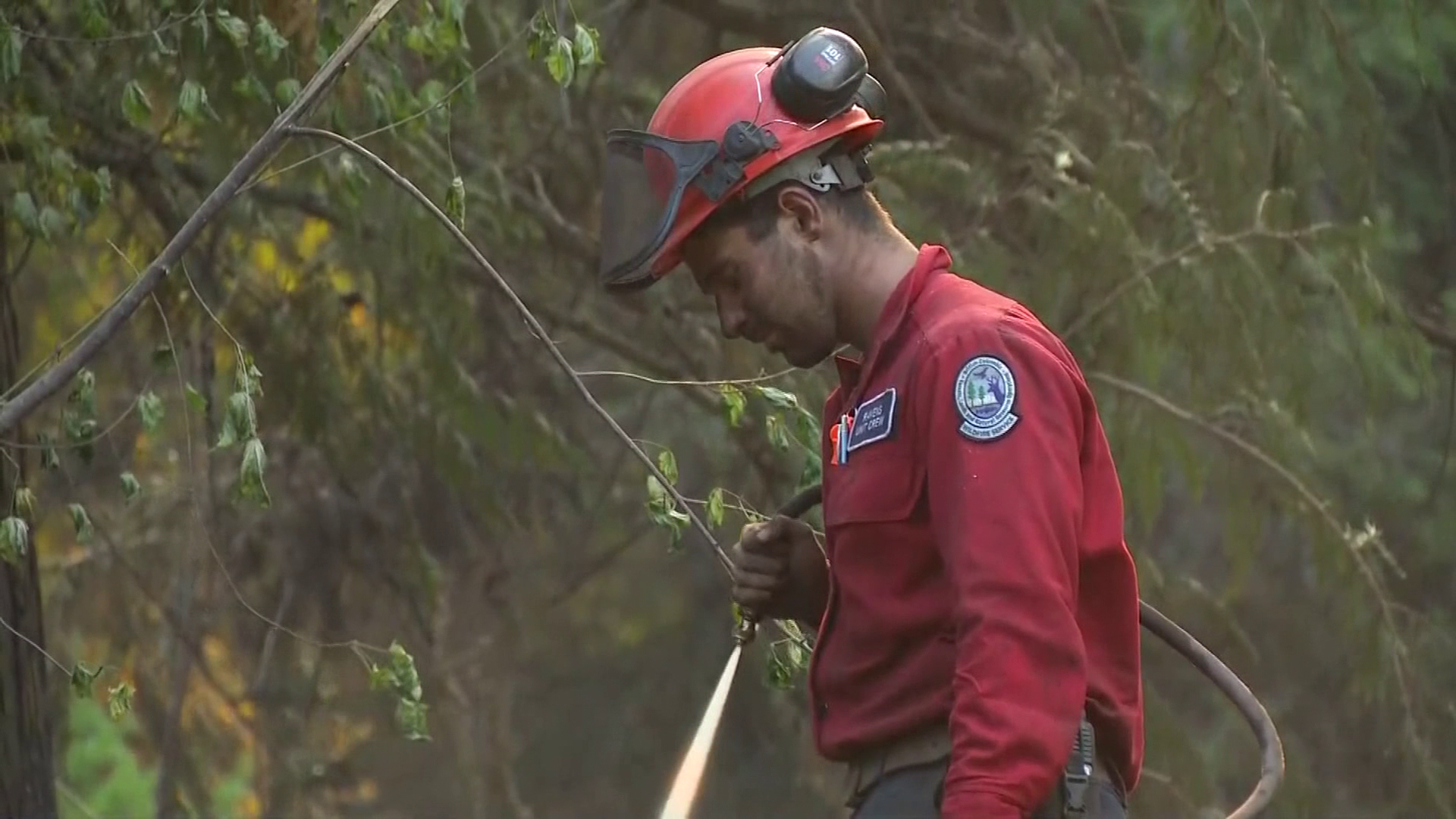 B.C. Wildfire Service crews work on a back burn near the Okanagan Indian Band