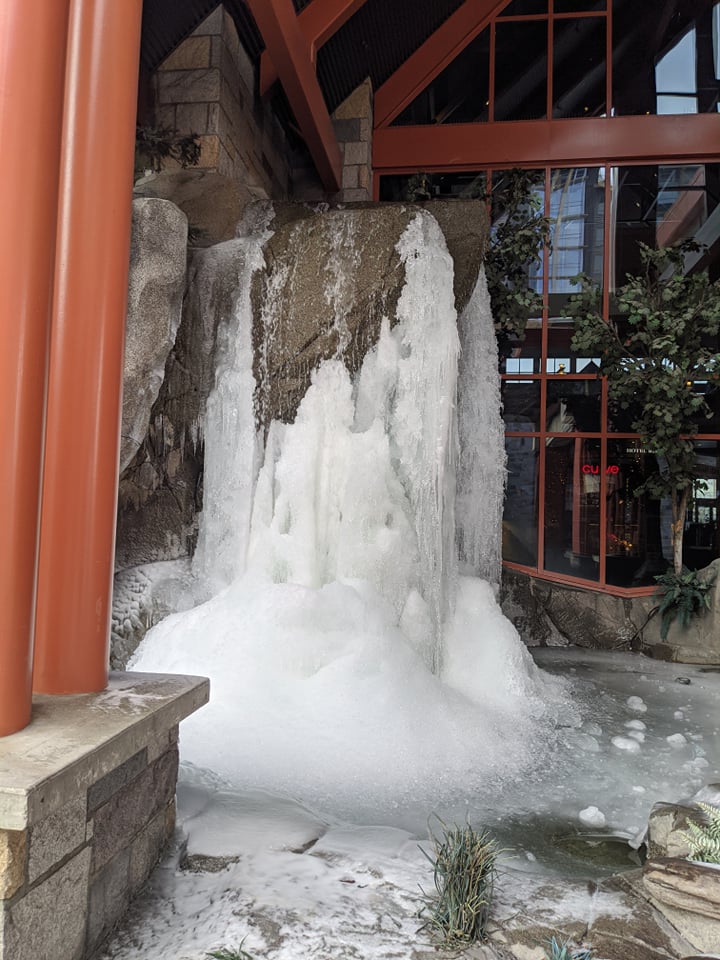 A photo of a frozen fountain in Richmond during B.C.'s deep freeze