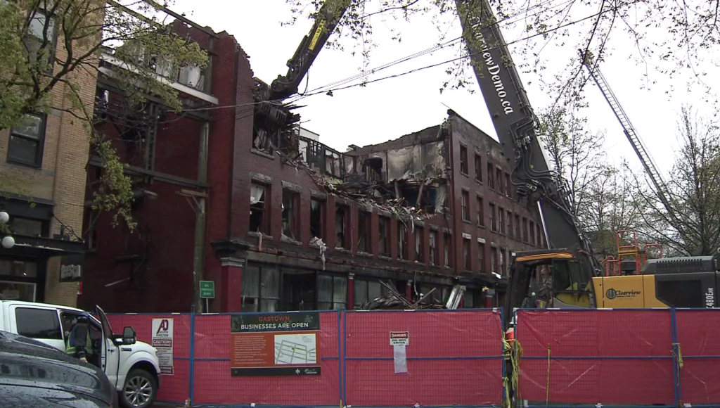 Winters Hotel Gastown Fire Vancouver Demolition