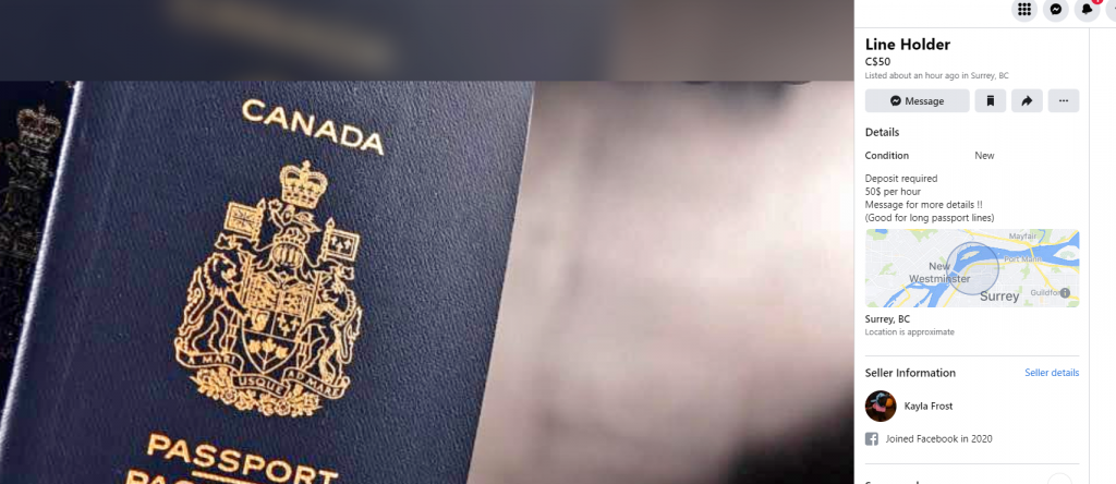 Facebook ad: passport lineup holder