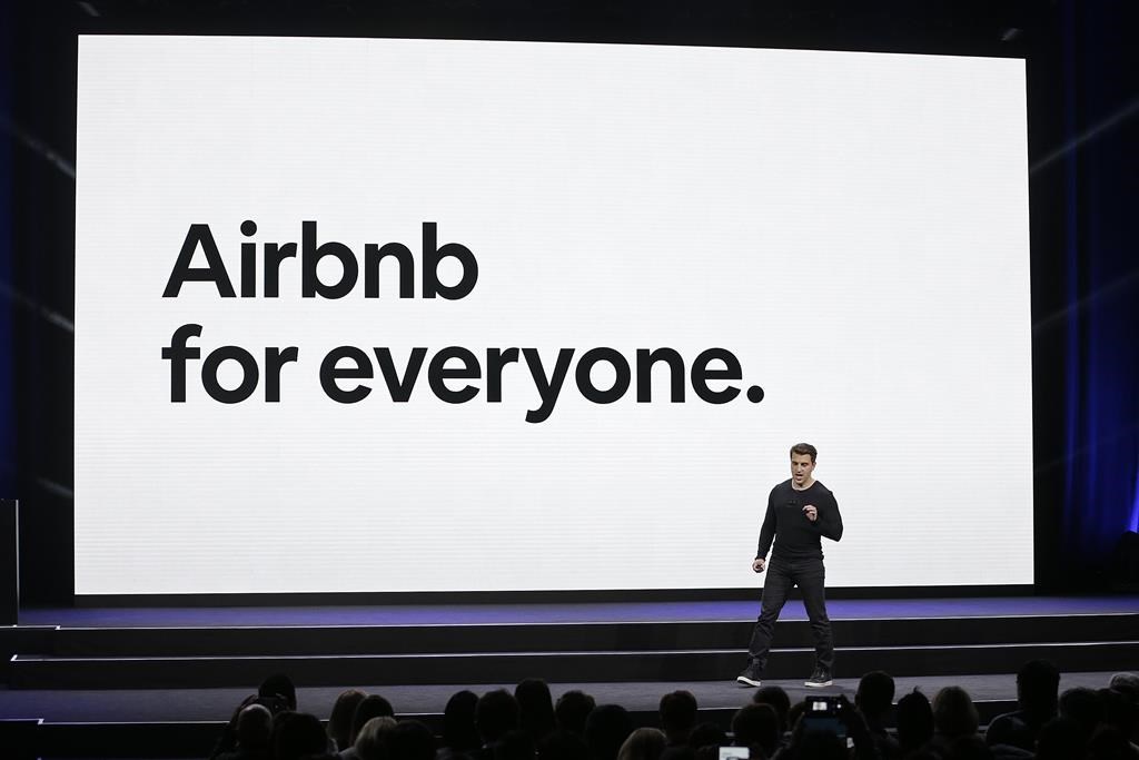 Airbnb CEO Brian Chesky at a 2018 announcement. The company is trying to recruit more people to rent out their homes, offering special training programs.