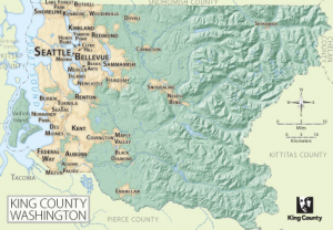 A map of the King County region in Washington state which is investigating a case of presumptive monkeypox