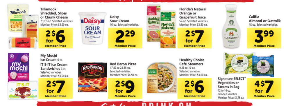 A flyer from a US Safeway shows the price of various dairy products