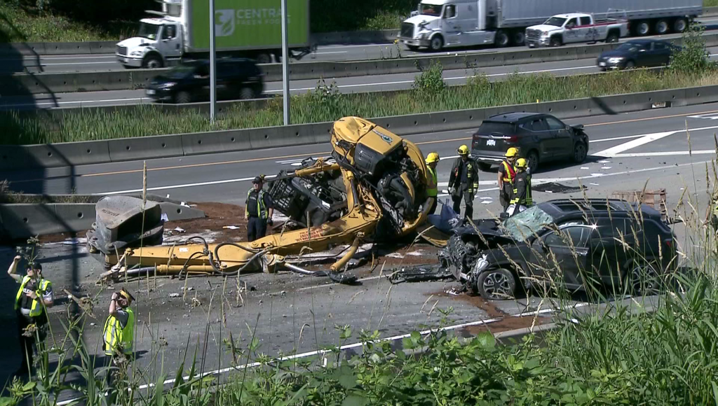 Surrey Highway One Overpass Damaged