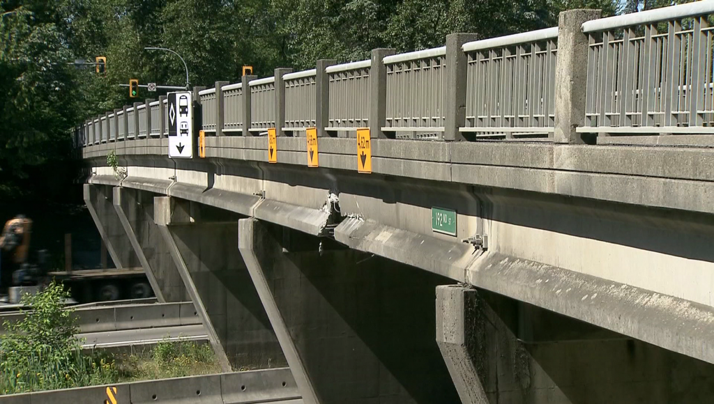 Surrey Highway One Overpass Damaged