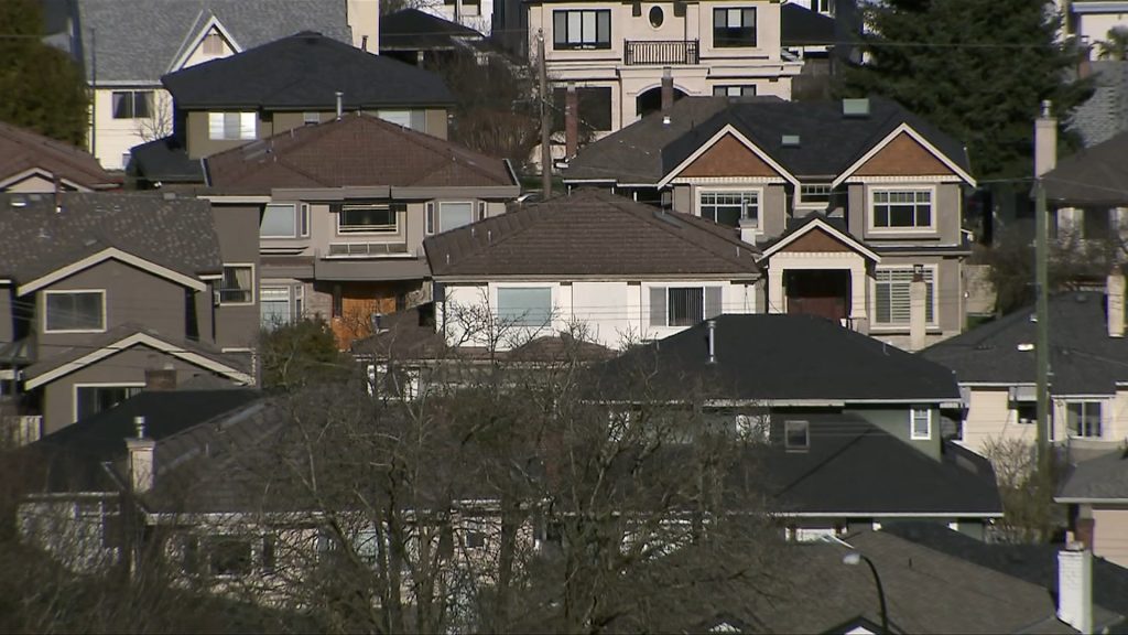 Several houses in a cluster in the Metro Vancouver region