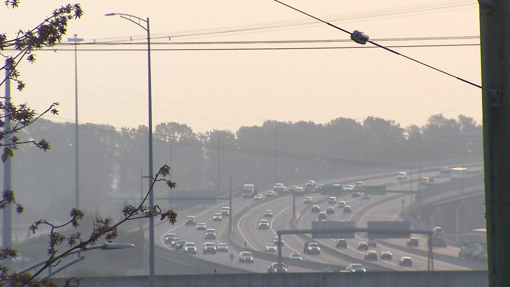 Smoky Skies with the Port Mann Bridge in the foreground