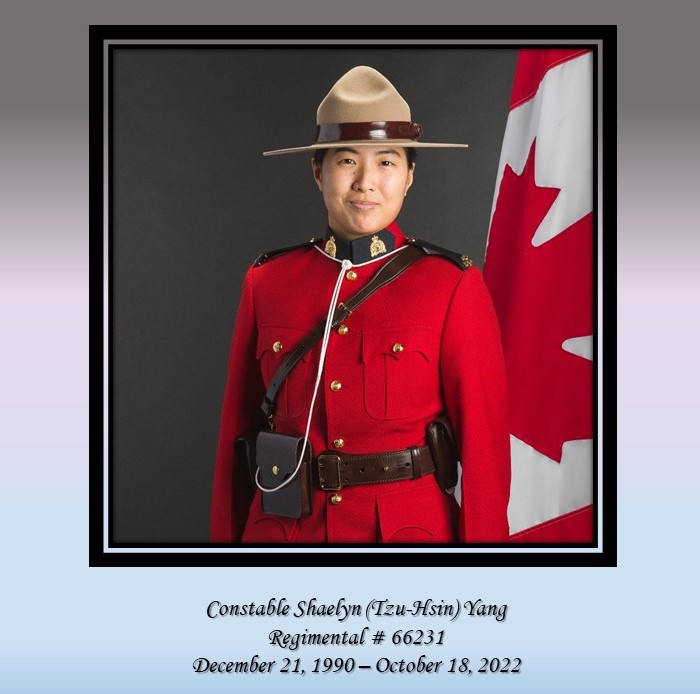 Photo of Burnaby RCMP Cst. Shaelyn Yang who police say died in the line of duty Tuesday, Oct. 18, 2022.