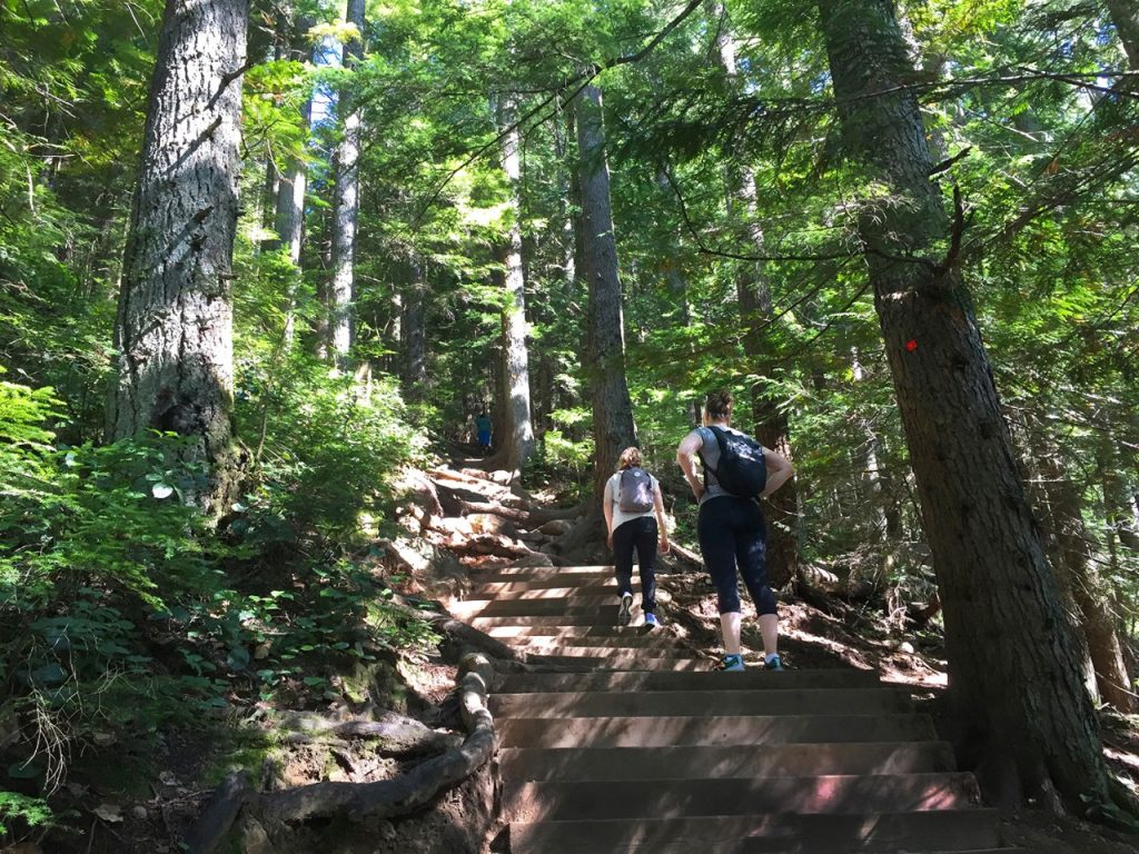 Hikers on the Grouse Grind trail on the North Shore of Metro Vancouver