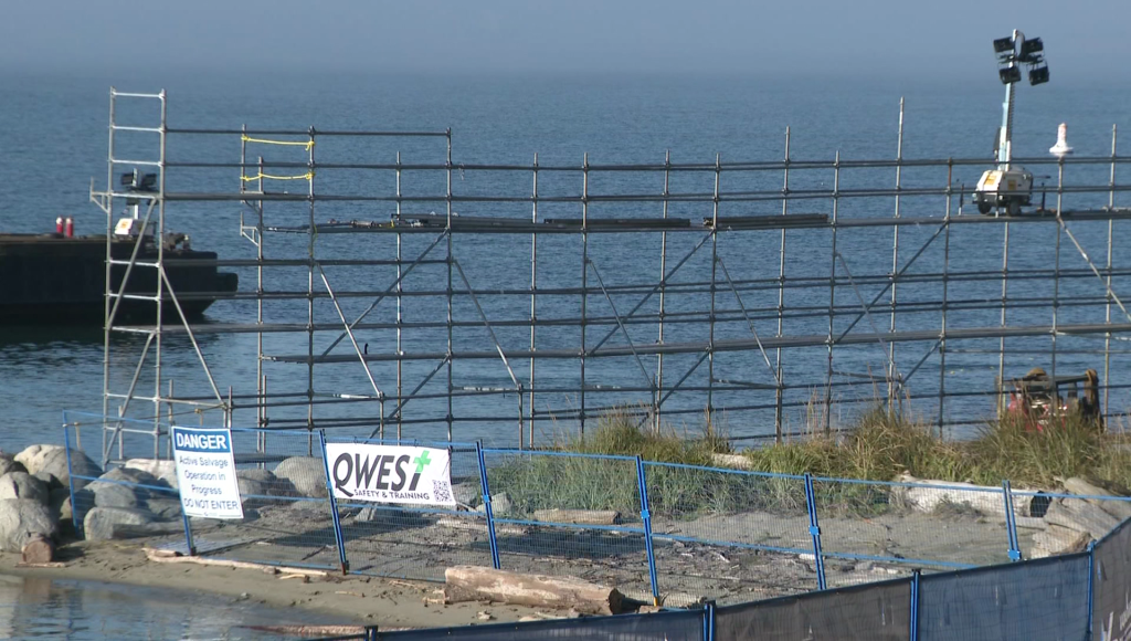 Scaffolding on a beach construction site