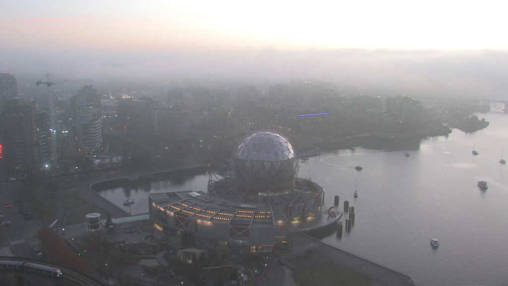 View from a CityNews tower camera over False Creek in Vancouver on Wednesday November 16th, 2022.