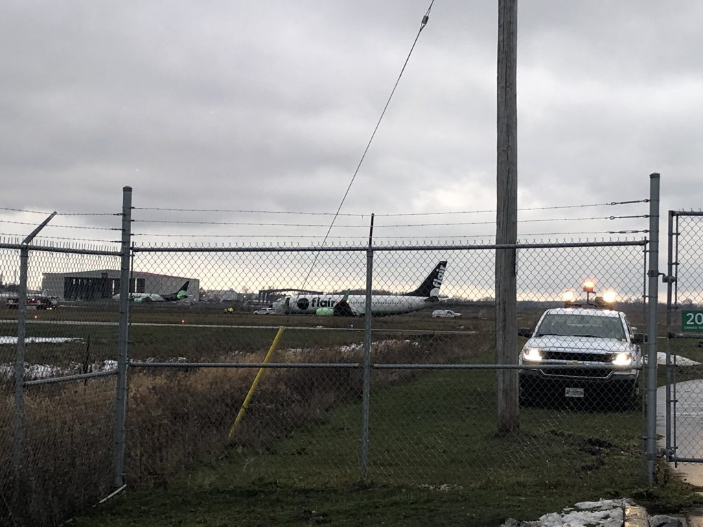 Flair Airlines plane from Vancouver to Kitchener-Waterloo runs off runway during landing