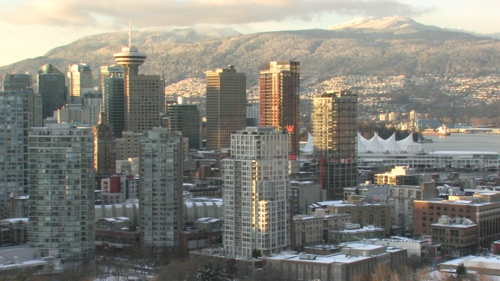 Buildings in downtown Vancouver pictured during a cold winter's day