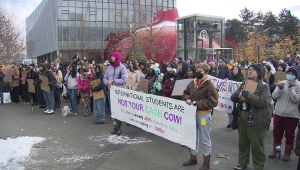 people hold up sign in protest