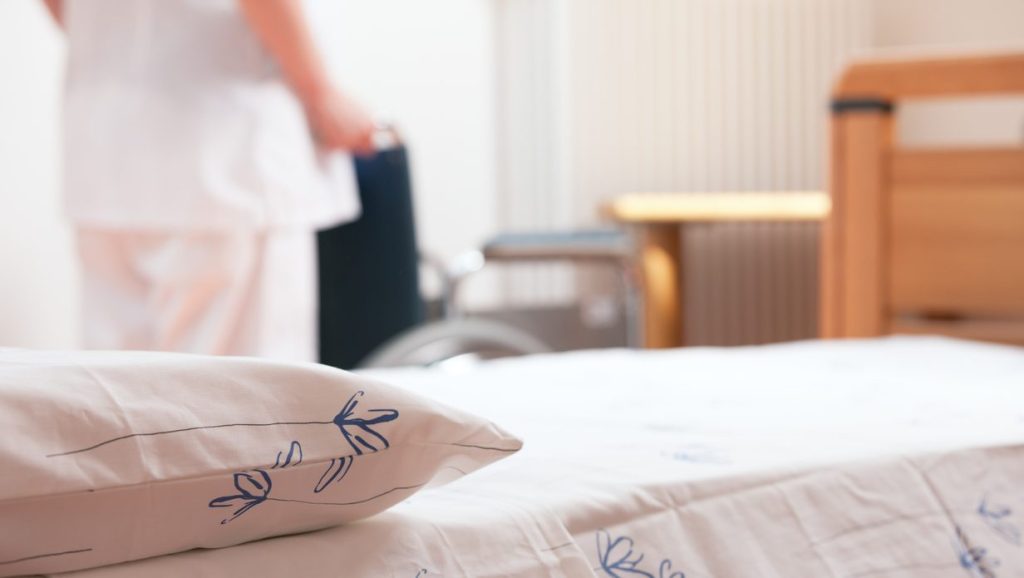 A long-term care home bed