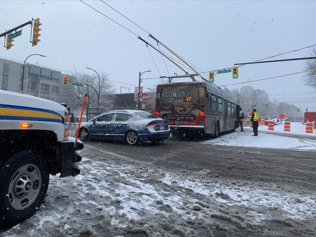 Vehicles pile up causing traffic disruptions across Metro Vancouver due to heavy snow