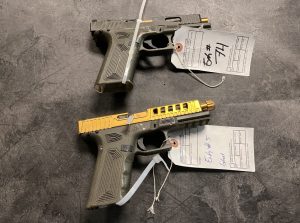 two grey handguns