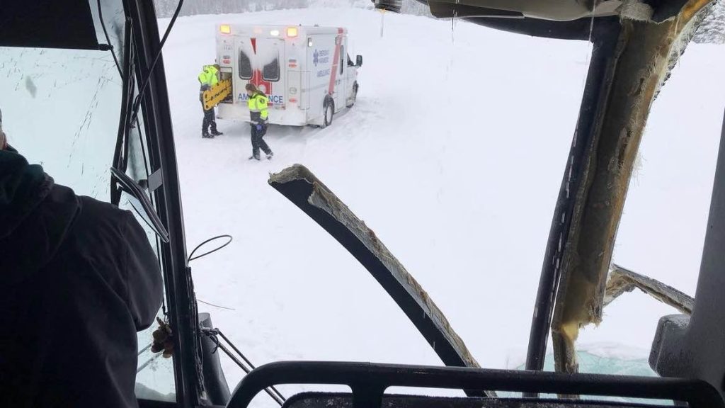 A photo of a bus crash on the Okanagan Connector on Dec. 20.