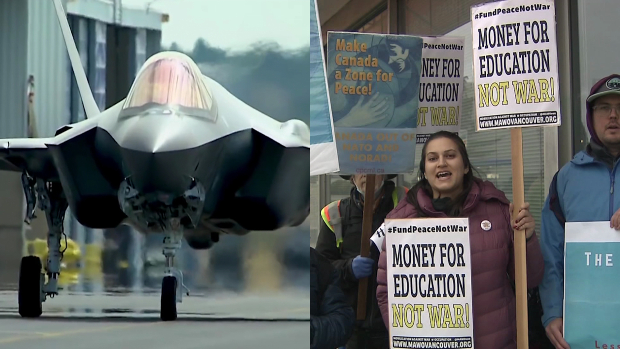Protest in Burnaby against fighter jets purchase | CityNews Vancouver