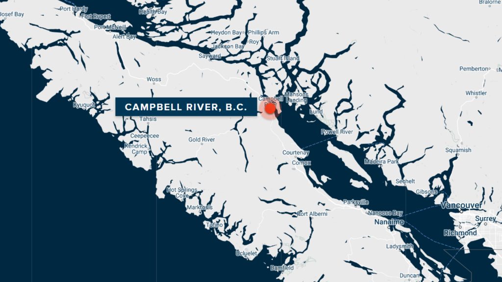 Map of B.C. featuring Campbell River