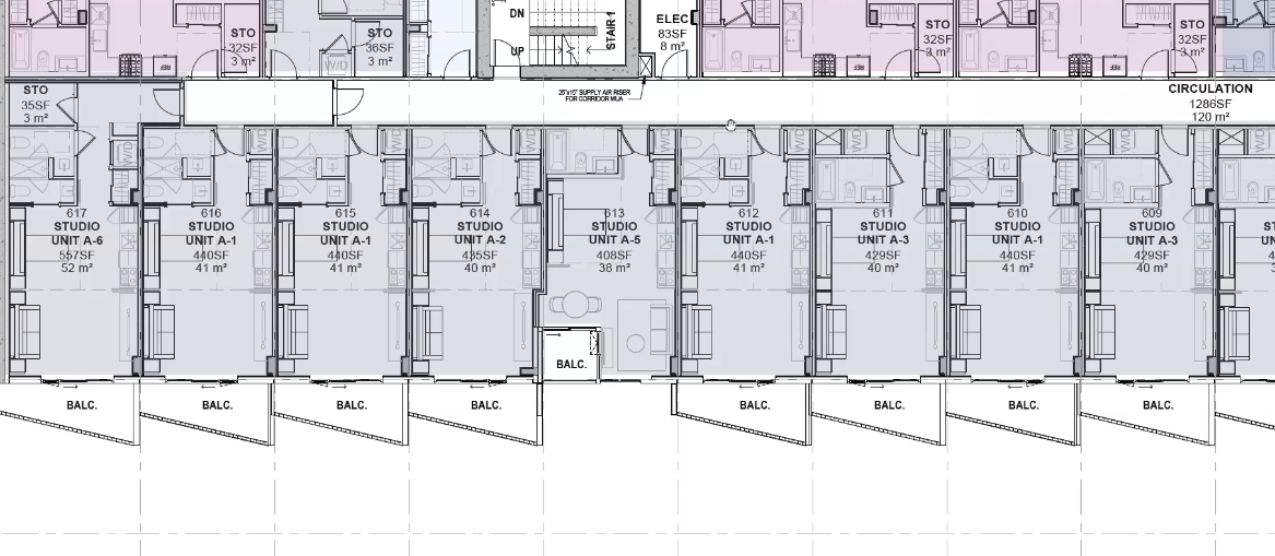 A strata development conditionally approved near East Hastings and Victoria includes some 400-square foot studios designed for "modal living," including movable partitions in the one-room living space and two toilets in the bathroom. (Supplied)