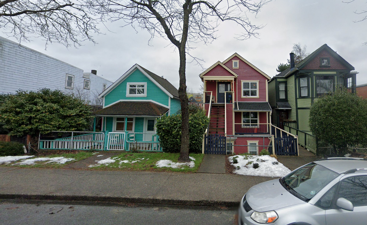 A third alarm fire has damaged three houses in East Vancouver's Strathcona neighbourhood. (Google Maps)