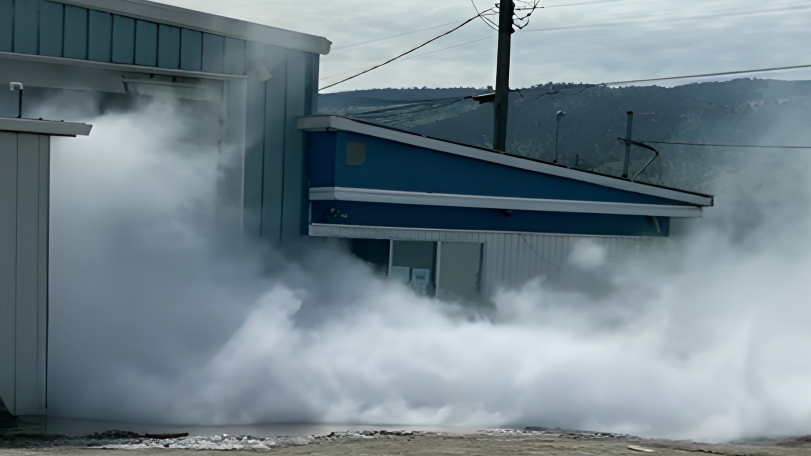 A photo of an ammonia leak at a Kamloops ice-making facility in 2022