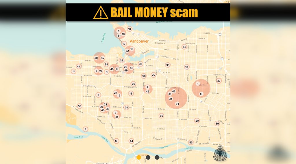 Vancouver Police Department says in 2022, 56 people lost more than $700,000 combined, after scammers had convinced their victims to hand over money. (Twitter/@VancouverPD)