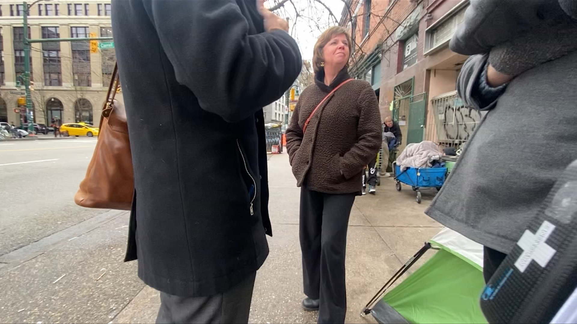 B.C. Minister of Social Development and Poverty Reduction Sheila Malcolmson on in Vancouver's Downtown Eastside