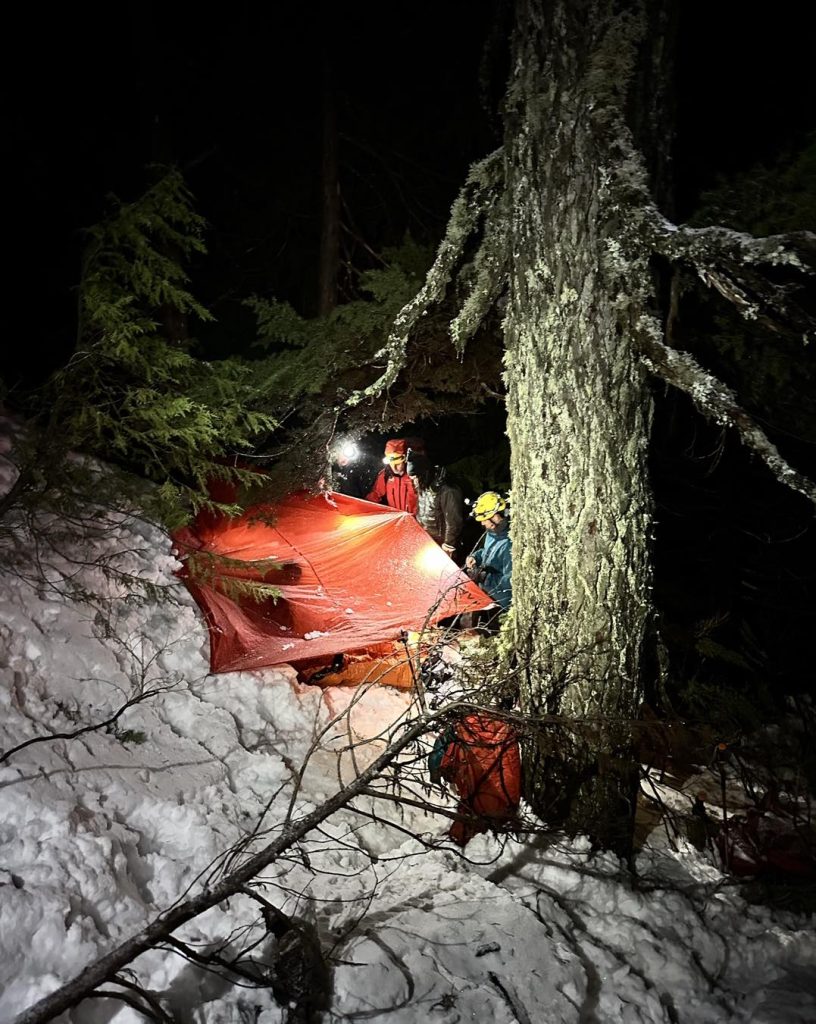 North Shore Rescue crews tending to hikers who were stranded at Lynn Peak