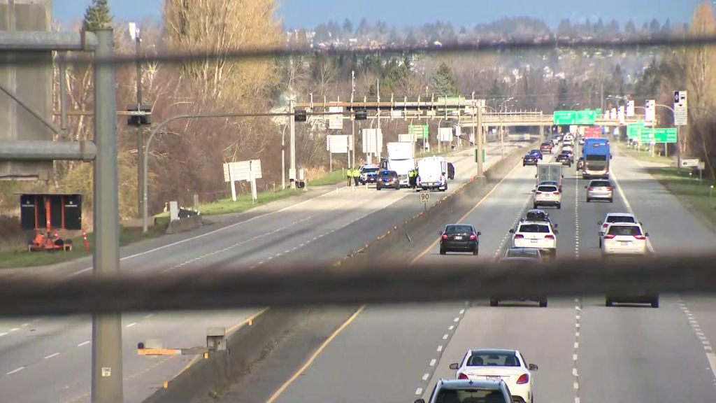 Police block a highway in Richmond