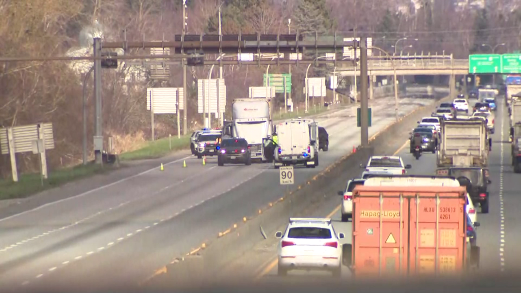 Closeup view of a collision in Richmond on Higway 99