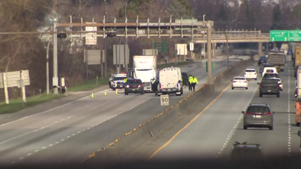 Police block a highway in Richmond