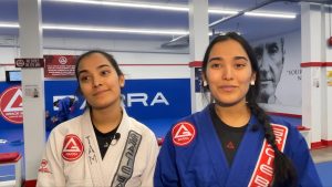 two women are learning self-defence 