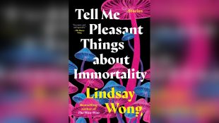 The cover of "Tell Me Pleasant Things About Immortality' is shown.