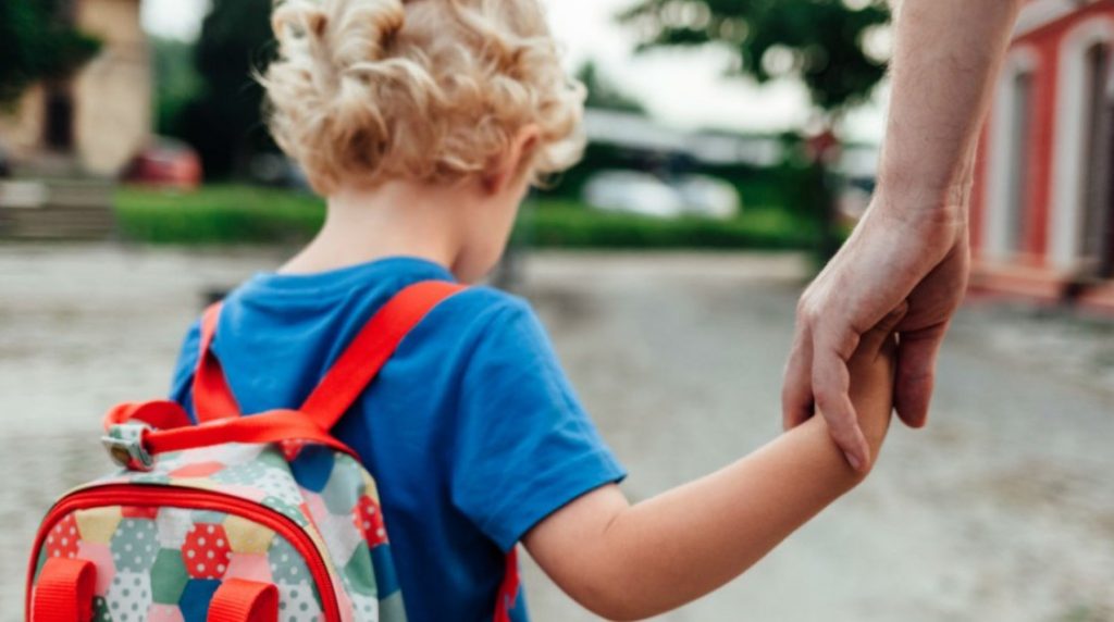 a young child holds hands with an adult