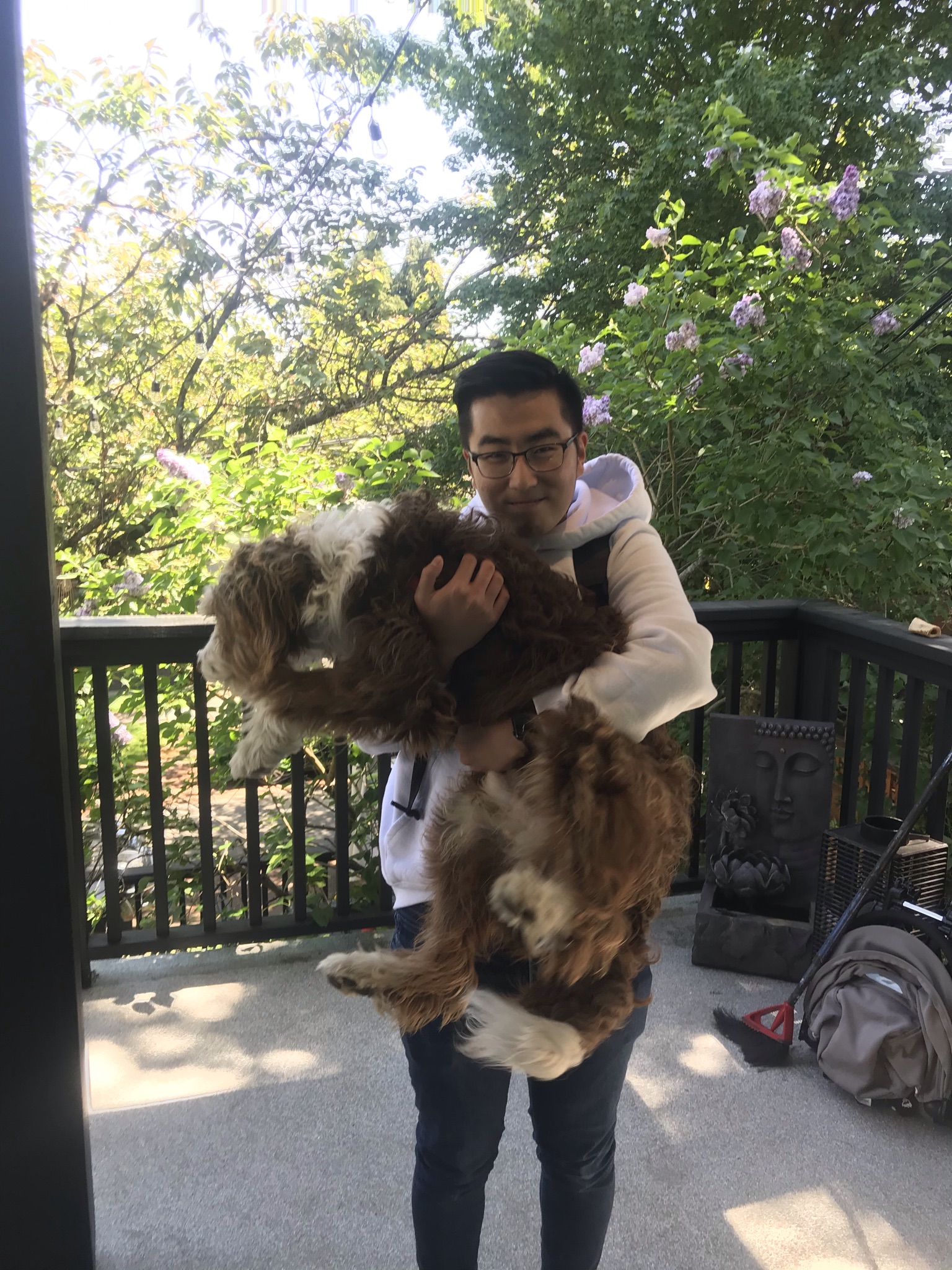 Kyle Sohn holding a dog