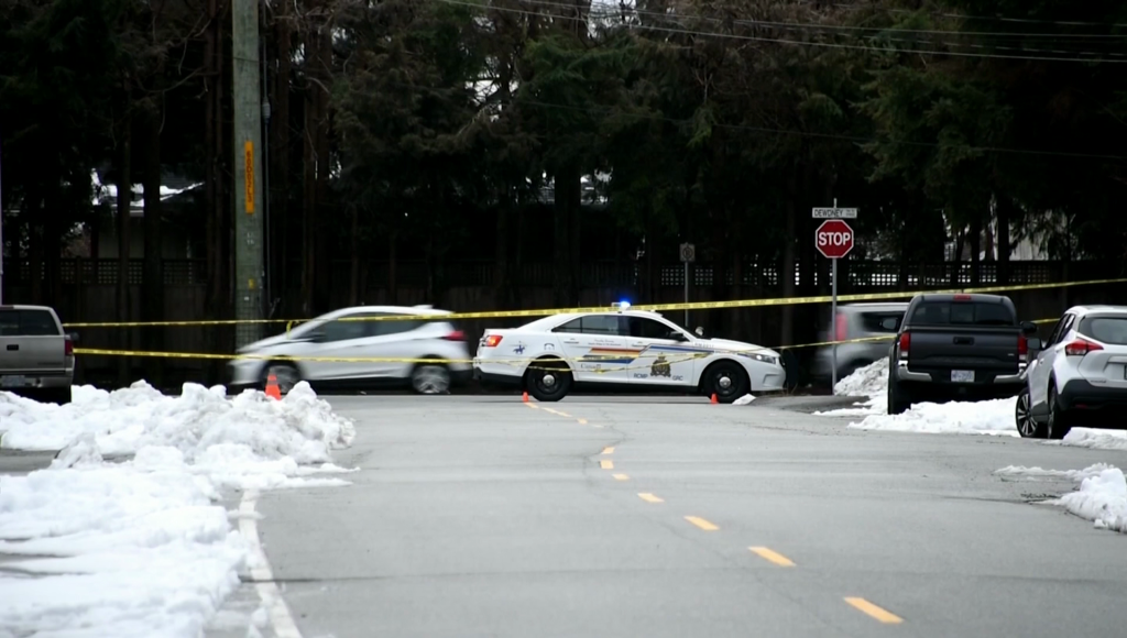 Police investigate a homicide in a Maple Ridge parking lot