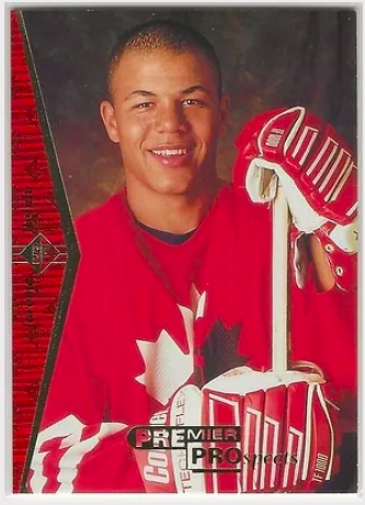 a hockey card of Jarome Iginla wearing a red jersey is on display outside of Vancouver's Rogers Arena.