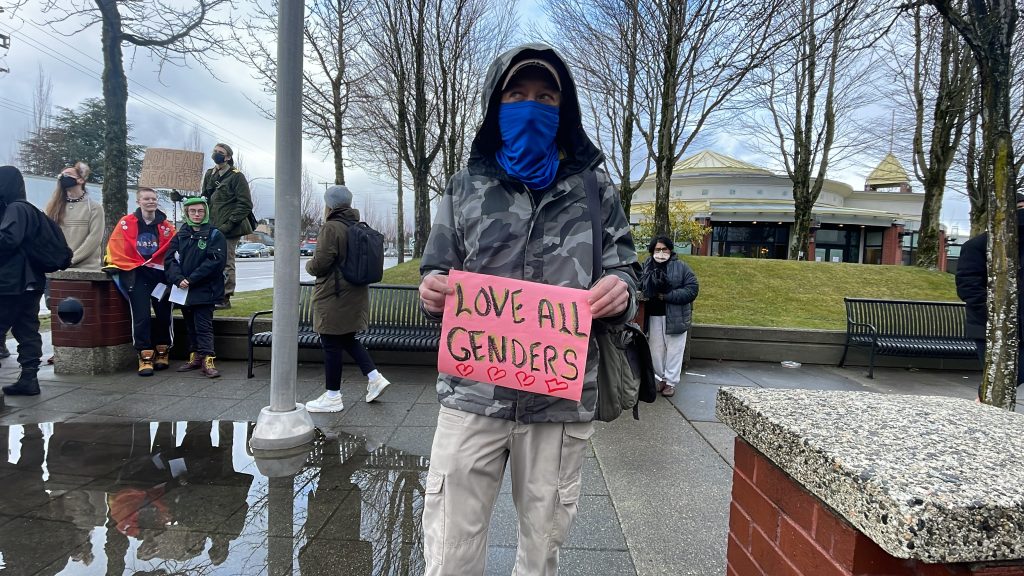 counterprotester for SOGI in schools Surrey