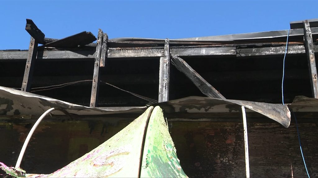 the metal structure of a commissary kitchen that was burnt. a commissary kitchen in east vancouver was damaged in a fire saturday causing local food truck owners a lot of challenges