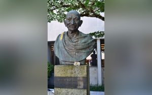 The statue of Mahatma Gandhi at SFU