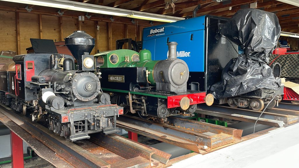 different miniature locomotives at the Burnaby Central Railway