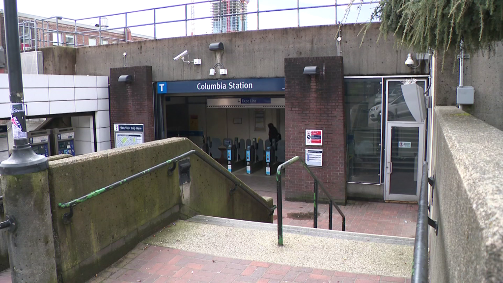 Exterior of Columbia SkyTrain station