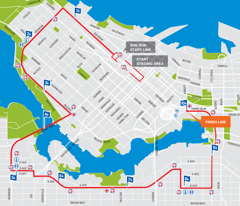 The Vancouver Sun Run map for 2023