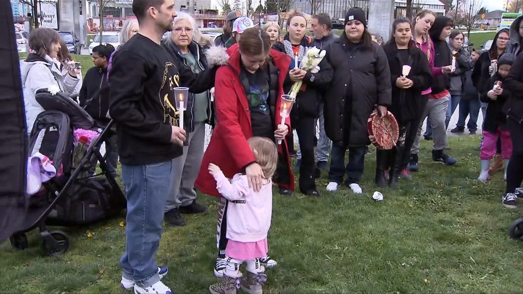 In the cold, under a grey sky, dozens of friends, family, and complete strangers huddled together on Tuesday evening to hold a candlelight vigil for Ethan Bespflug who died after being stabbed on a public transit bus in Surrey last week. (CityNews)